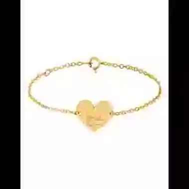 Bracelet Cœur Femme Main dans la Main en Or Personnalisable image cachée