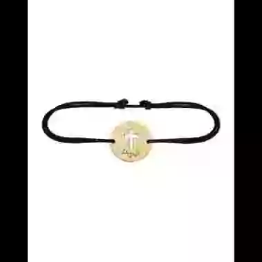 Bracelet Rond Croix Ajourée en Or Personnalisable Cordon image cachée