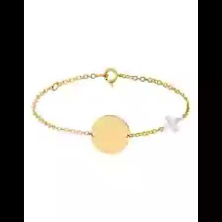 Bracelet Or Cha&icirc;ne Personnalis&eacute; Enfant Nacre Croix image cachée