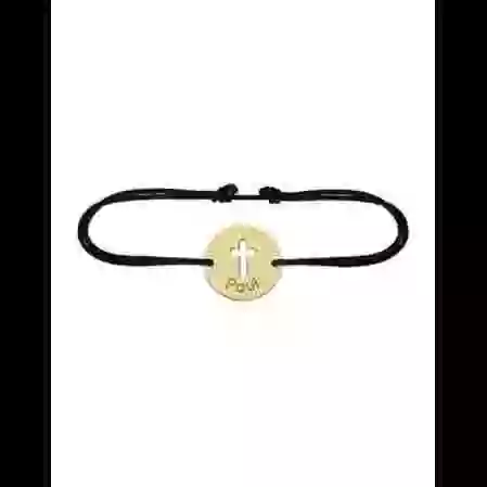 Bracelet Rond Croix Ajour&eacute;e en Or Personnalisable Cordon image cachée