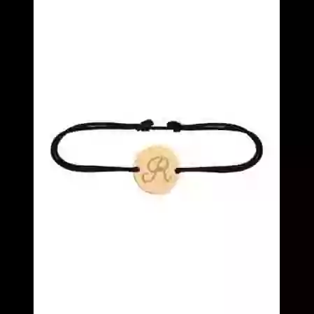Bracelet Rond Cordon Lettre Grav&eacute;e Style Calligraphie en Or Personnalisable image cachée