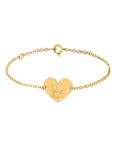 Bracelet Cœur Femme Main dans la Main en Or Personnalisable
