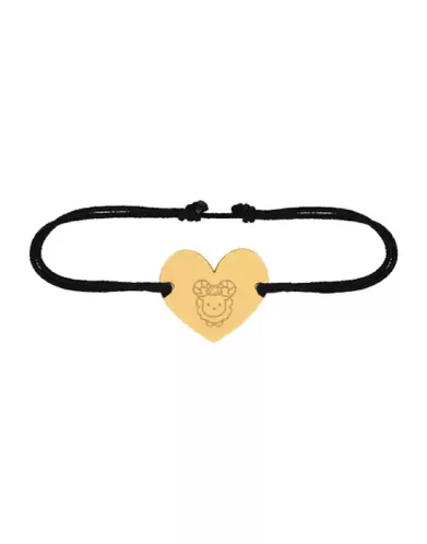 Bracelet Cœur Signe Zodiaque Enfantin en Or Personnalisable sur cordon