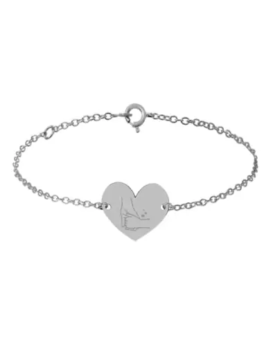 Bracelet Cœur Femme Main dans la Main en Or Personnalisable