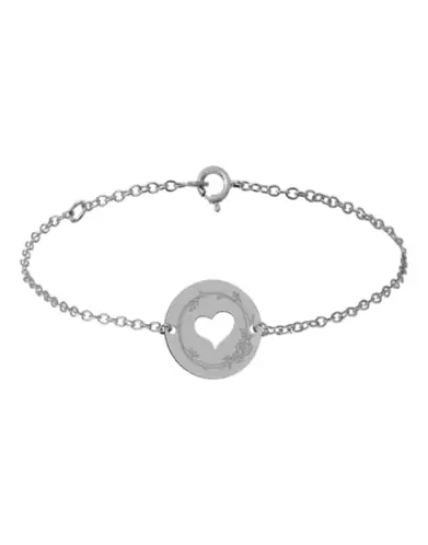 Bracelet Coeur Ajouré Femme Décor Fleur