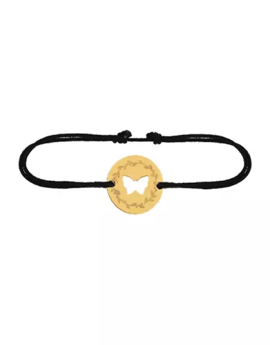Bracelet Papillon Ajouré Cordon Décor Laurier