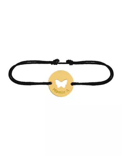 Bracelet Papillon Ajouré Or Cordon Personnalisable