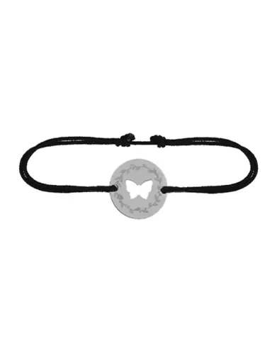 Bracelet Papillon Ajouré Cordon Décor Laurier