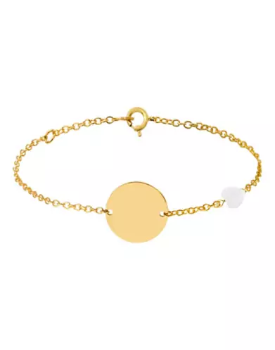 Bracelet Or Chaîne Personnalisé Enfant Nacre Cœur