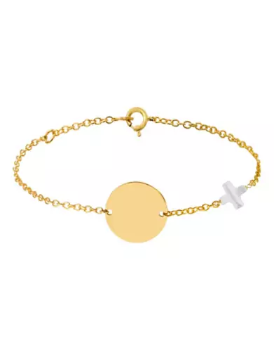 Bracelet Or Chaîne Personnalisé Enfant Nacre Croix