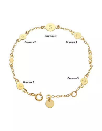 Bracelet 5 Pampilles Personnalisable en Or