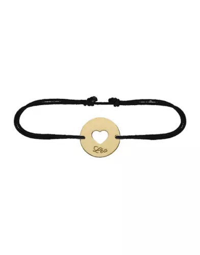 Bracelet Rond Cœur Ajouré en Or Personnalisable Cordon