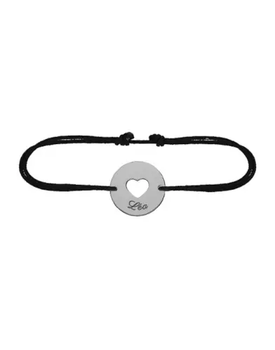Bracelet Rond Cœur Ajouré en Or Personnalisable Cordon