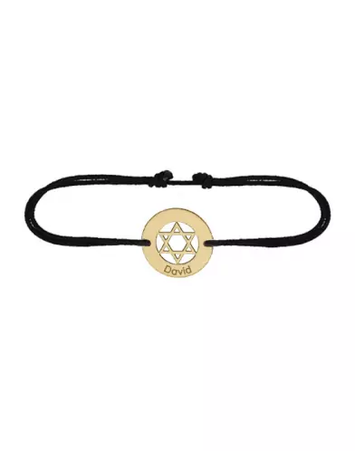 Bracelet Rond Etoile de David en Or Personnalisable Cordon