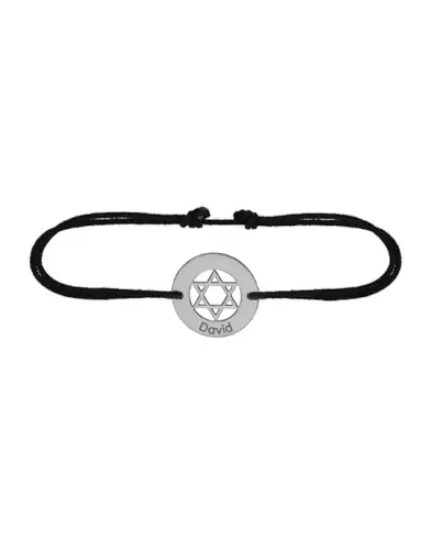 Bracelet Rond Etoile de David en Or Personnalisable Cordon