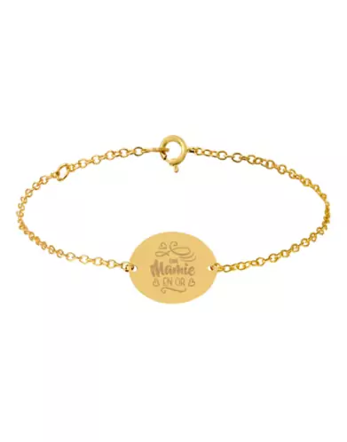 Bracelet Ovale Femme Mamie en Or Personnalisable