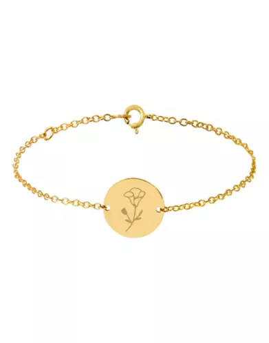 Bracelet Rond Femme Fleur en Or Personnalisable
