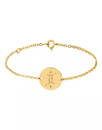Bracelet Rond Femme Signe Zodiaque Stylisé en Or Personnalisable