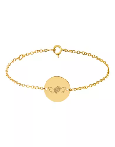 Bracelet Rond Enfant Ange Petits Pieds en Or Personnalisable