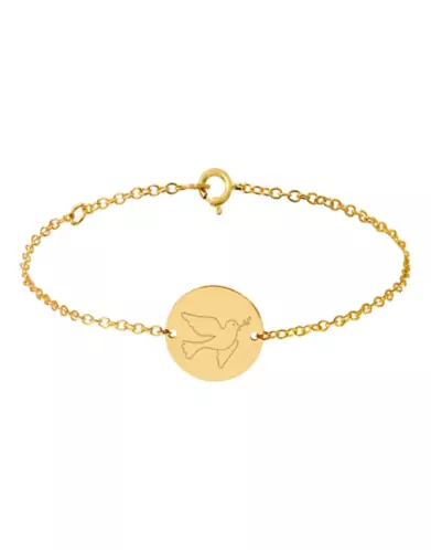 Bracelet Rond Enfant Colombe en Or Personnalisable