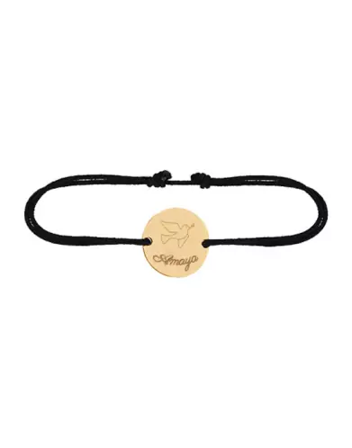 Bracelet Rond Cordon Colombe en Or Personnalisable