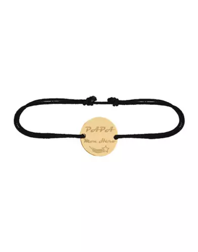 Bracelet Rond Cordon Papa Mon Hero en Or à Personnaliser