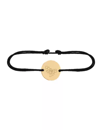 Bracelet Cordon Fleur de Naissance en Or Personnalisable