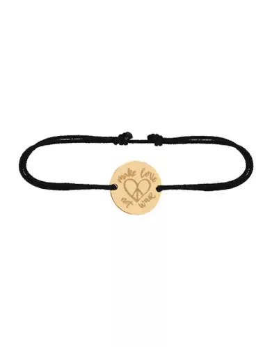 Bracelet Rond Cordon Make Love Not War en Or à Personnaliser