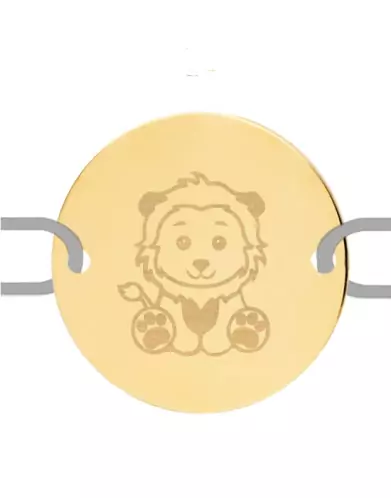 Bracelet Rond Cordon Lion en Or Personnalisable