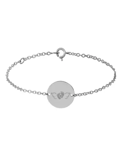 Bracelet Rond Enfant Ange Petits Pieds en Or Personnalisable