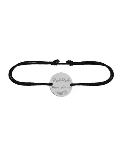 Bracelet Rond Cordon Papa Mon Hero en Or à Personnaliser