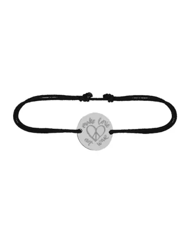 Bracelet Rond Cordon Make Love Not War en Or à Personnaliser