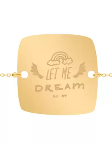 Bracelet Carré Enfant Let Me Dream en Or Personnalisable