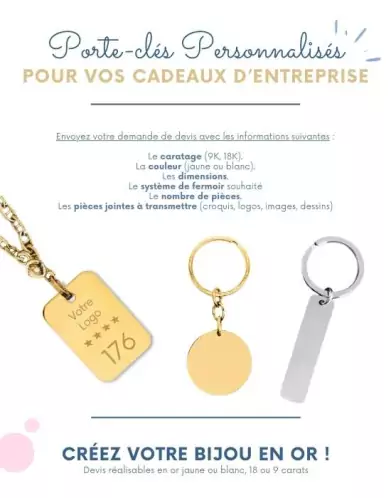 Porte-clés personnalisés or