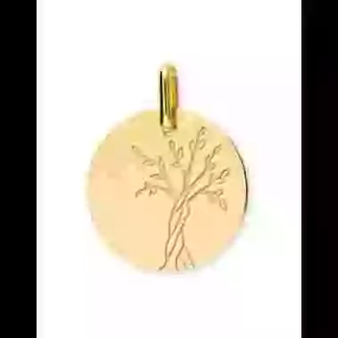 Médaille Gravée Arbre de Vie Enfantin en Or image cachée