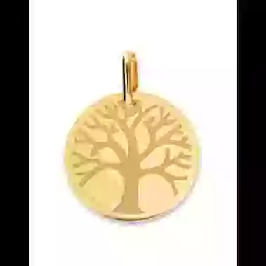 Médaille Ronde Arbre de Vie Gravée en Or image cachée