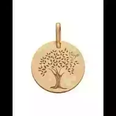 M&eacute;daille Grav&eacute;e Arbre de Vie Colombe en Or image cachée