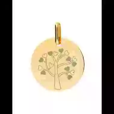 Médaille Gravée Arbre de Vie Cœur en Or image cachée