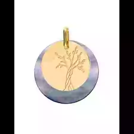 M&eacute;daille Nacre et Arbre de Vie Enfantin en Or image cachée