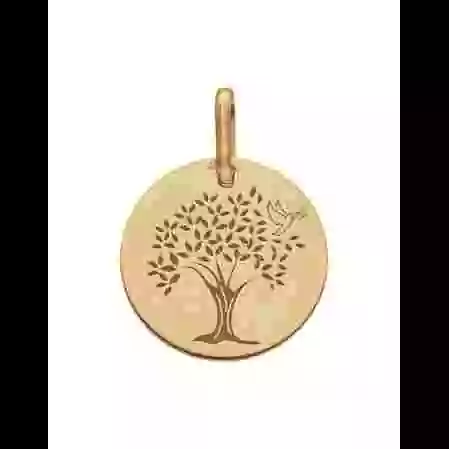 M&eacute;daille Grav&eacute;e Arbre de Vie Colombe en Or image cachée