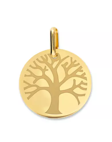 Médaille Ronde Arbre de Vie Gravée en Or