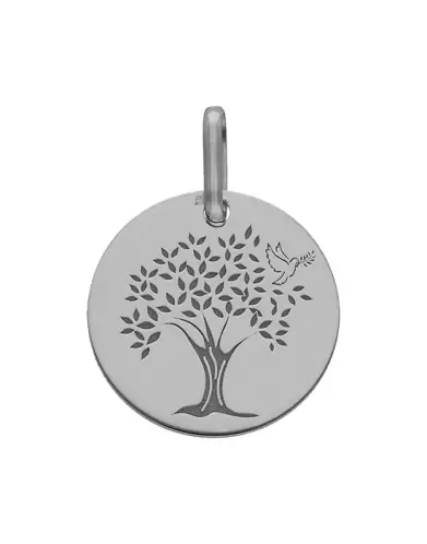 M&eacute;daille Grav&eacute;e Arbre de Vie Colombe en Or
