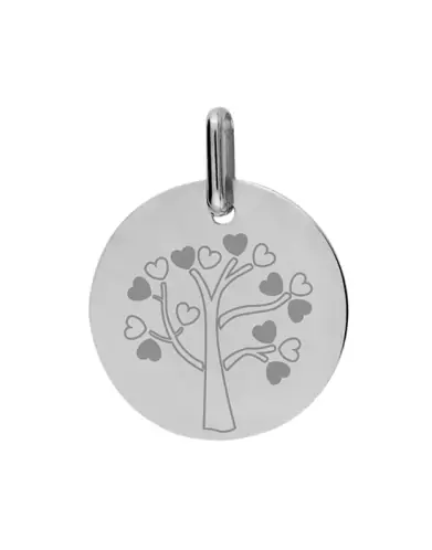 Médaille Gravée Arbre de Vie Cœur en Or