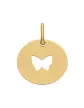 Médaille Ronde Ajourée Papillon en Or Personnalisable Taille S