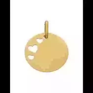 Médaille Ronde Ajourée Cœurs en Or à Personnaliser Taille S image cachée