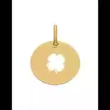Médaille Ronde Ajourée Trèfle en Or Personnalisable Taille S image cachée