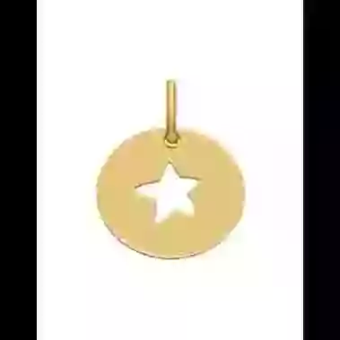 M&eacute;daille Ronde Ajour&eacute;e &Eacute;toile en Or Personnalisable Taille S image cachée