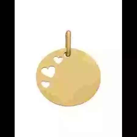 M&eacute;daille Ronde Ajour&eacute;e C&oelig;urs en Or &agrave; Personnaliser Taille S image cachée