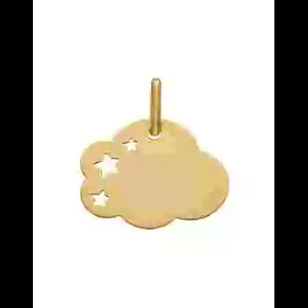 M&eacute;daille Nuage Ajour&eacute;e &Eacute;toiles en Or Personnalisable Taille S image cachée