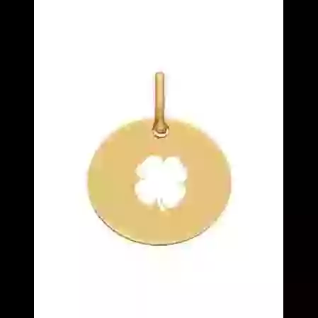 M&eacute;daille Ronde Ajour&eacute;e Tr&egrave;fle en Or Personnalisable Taille S image cachée